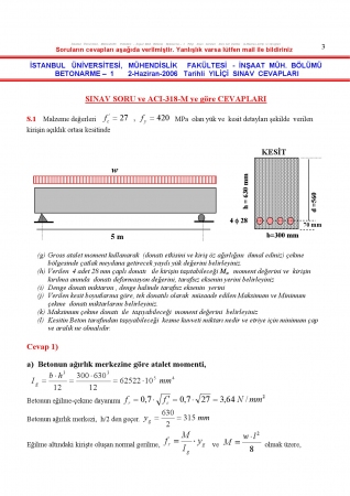 Betonarme - 1  Yıliçi Sınav Soruları