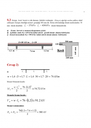 Betonarme - 1  Yıliçi Sınav Soruları