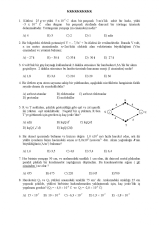 Fizik - 2 Arasınav Soruları
