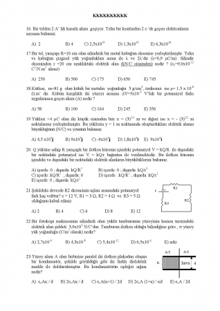 Fizik - 2 Arasınav Soruları