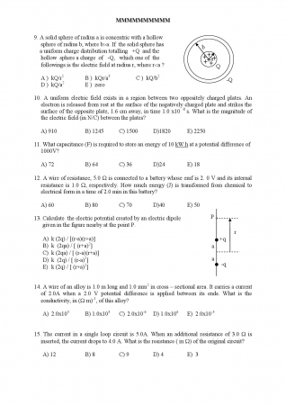 Physics - 2 Spring Semester Midterm - 1 Questions