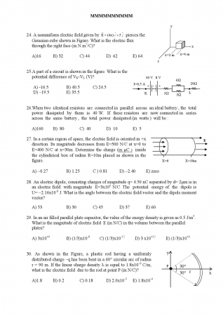 Physics - 2 Spring Semester Midterm - 1 Questions