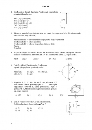 Fizik - 2 Yaz Dönemi Final Sınavı Soruları
