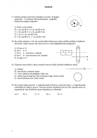 Fizik - 2 Yaz Dönemi Final Sınavı Soruları