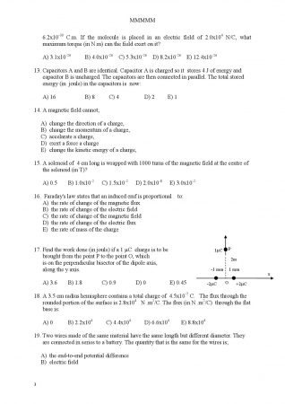 Physics - 2 Summer Semester Final Exam Questions