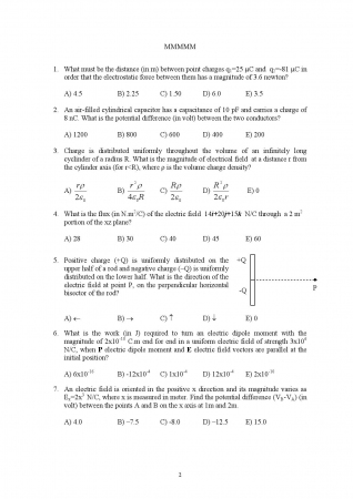 Physics - 2 Spring Semester Midterm - 1 Questions