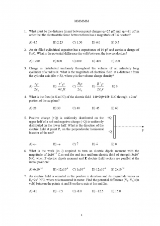 Physics - 2 Spring Semester Midterm - 1 Questions