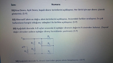 Elektrik ve Elektronik Ölçmeleri Vize Soruları