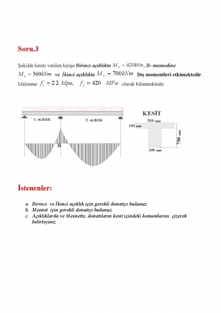 Betonarme - 1 Örnek Çalışma Soruları