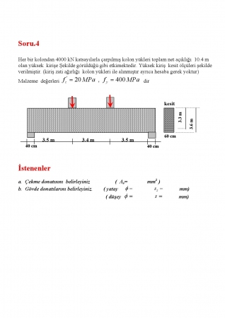 Betonarme - 1 Örnek Çalışma Soruları