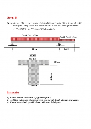Betonarme - 1 Örnek Çalışma Soruları