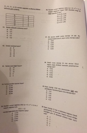 Olasılık ve İstatistik Final Soruları - Mühendislik Fakültesi