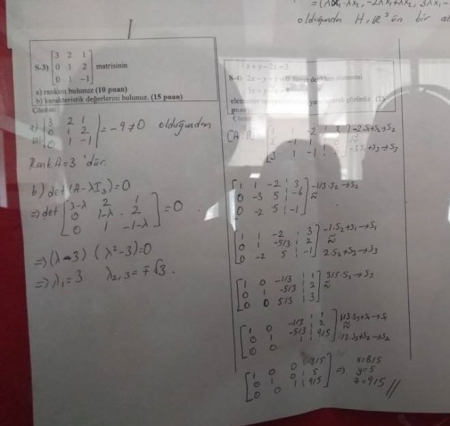 Lineer Cebir Final Soruları ve Çözümleri - 2017