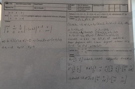 Lineer Cebir Final Soruları ve Çözümleri 2017