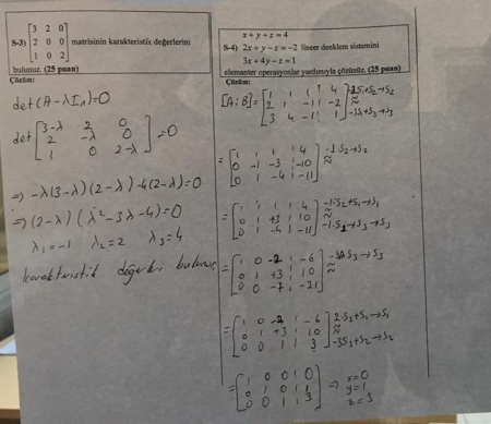 Lineer Cebir Final Soruları ve Çözümleri 2017