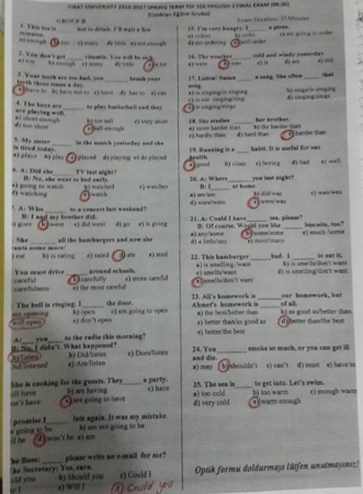 İngilizce -2 Final Soruları ve Cevapları - Uzaktan Eğitim