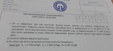 Termodinamik -2 Final Soruları