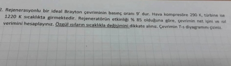 Termodinamik -2 Final Soruları