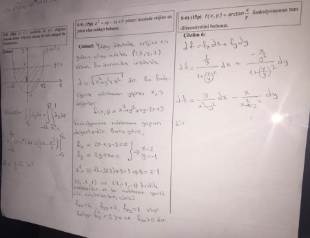 Matematik -2 Bütünleme Soruları ve Çözümleri - 2017