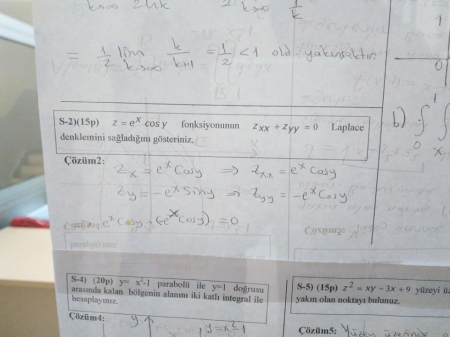 Matematik -2 Bütünleme Soruları ve Çözümleri - 2017