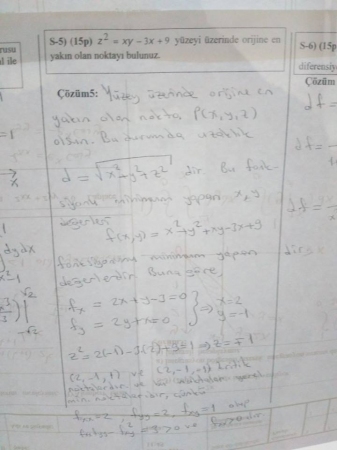 Matematik -2 Bütünleme Soruları ve Çözümleri - 2017