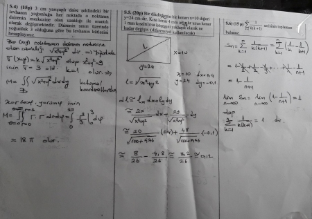 Matematik -2 Bütünleme Soruları ve Çözümleri