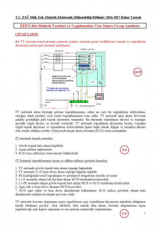 Elektrik Tesisleri ve Uygulamaları Vize Soruları ve Cevapları