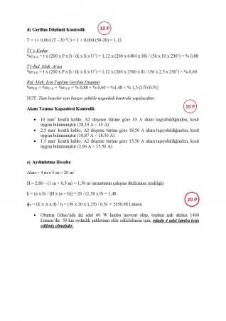 Elektrik Tesislerinin Projelendirilmesi Final Soruları ve Cevapları