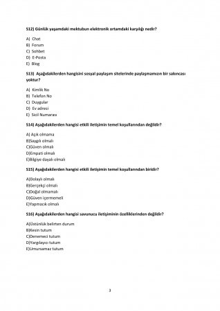 Etkili İletişim Dersi Final Soruları