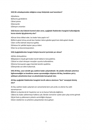 Etkili İletişim Dersi Final Soruları