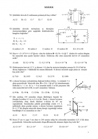 Fizik - 2 Arasınav - 2 Soruları