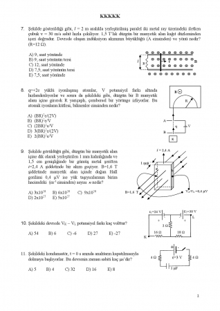 Fizik - 2 Arasınav - 2 Soruları
