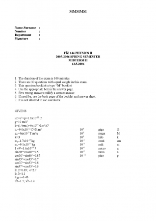 Physics - 2 Midterm - 2 Questions