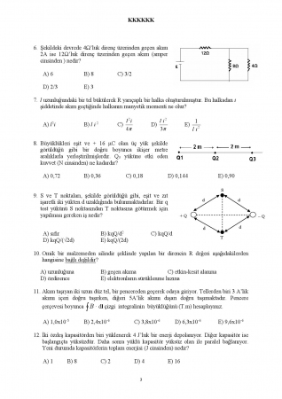 Fizik -2 Genel Sınav Soruları