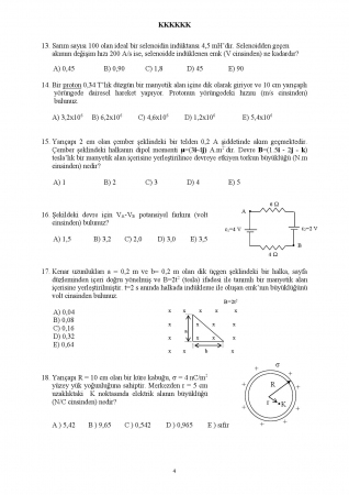 Fizik -2 Genel Sınav Soruları