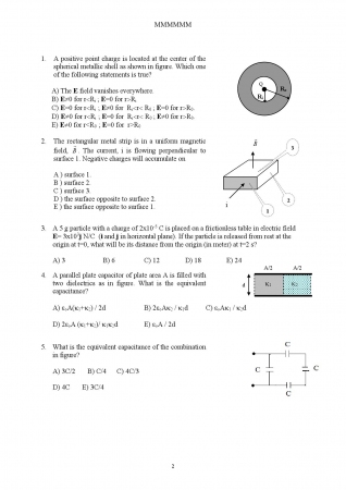 Physics - 2 Final Exam Questions