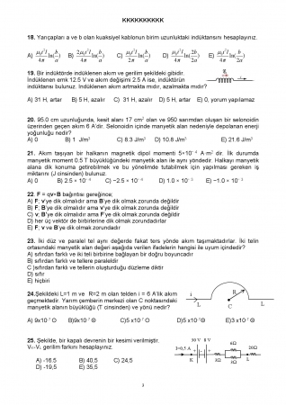 Fizik -2 Arasınav -2 Soruları