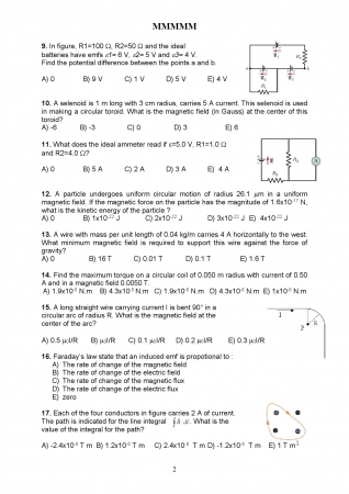 Physics - 2 Second Midterm