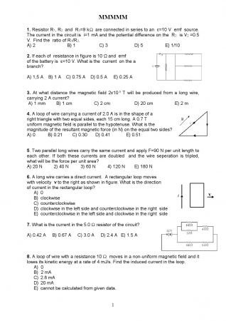 Physics - 2 Second Midterm