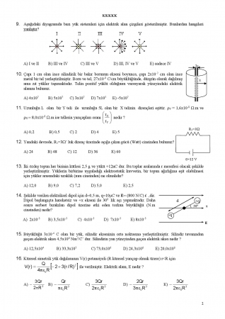 Fizik -2 Arasınav -1 Sınav Soruları