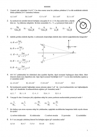 Fizik -2 Arasınav -1 Sınav Soruları