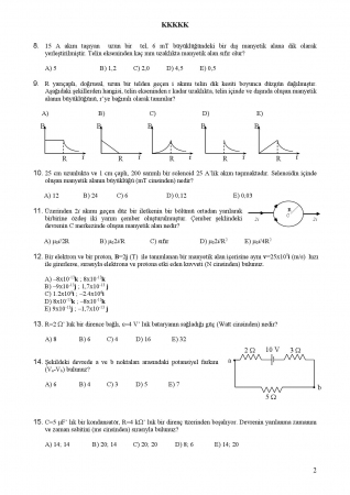 Fizik -2 Arasinav -2 Soruları
