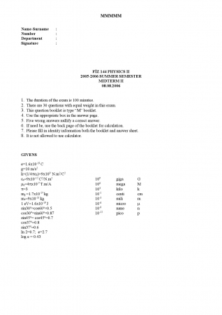 Physics -2 Midterm -2 Questions