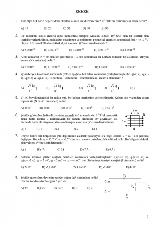 Fizik -2 Genel Sınav Soruları