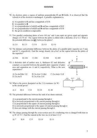 Physics - 2 Final Exam Questions