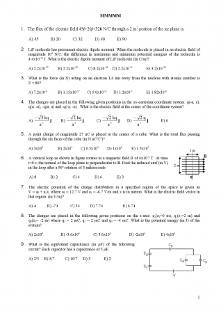 Physics - 2 Final Exam Questions