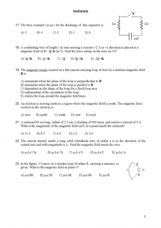 Physics - 2 Final Exam Questions
