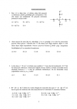 Fizik -2 Genel Sınav Soruları