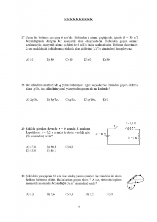 Fizik -2 Genel Sınav Soruları