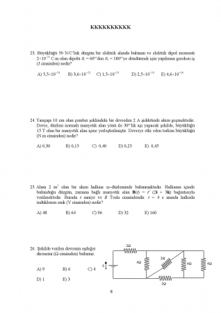 Fizik -2 Genel Sınav Soruları